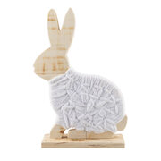 Hase mit Wolle, aus Holz Osterhase Osterdeko 33 cm, 1 Stk.