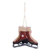 Schlittschuhe aus Holz, Deko zum H�ngen weinrot 22cm, 1 Paar