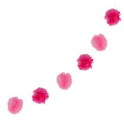 Pompon-Girlande aus Papier rosa 2.5m, 1 Stk.