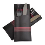 Pochetto Bestecktaschen 200x85mm schwarz bordeauxrot Streifen Serviette 520 Stk.