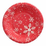 Pappschalen rund tief Winterzauber  � 19 cm x 3 cm rot, 50 Stk.