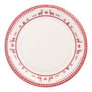 Pappteller rund � 23 cm mit Motiv Nordische Rentiere wei�/rot, 10 Stk.