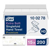 Tork Falthandt�cher V-Falz Premium H3 23x23 cm 2-lagig, 15x200 St�ck=3000 St�ck