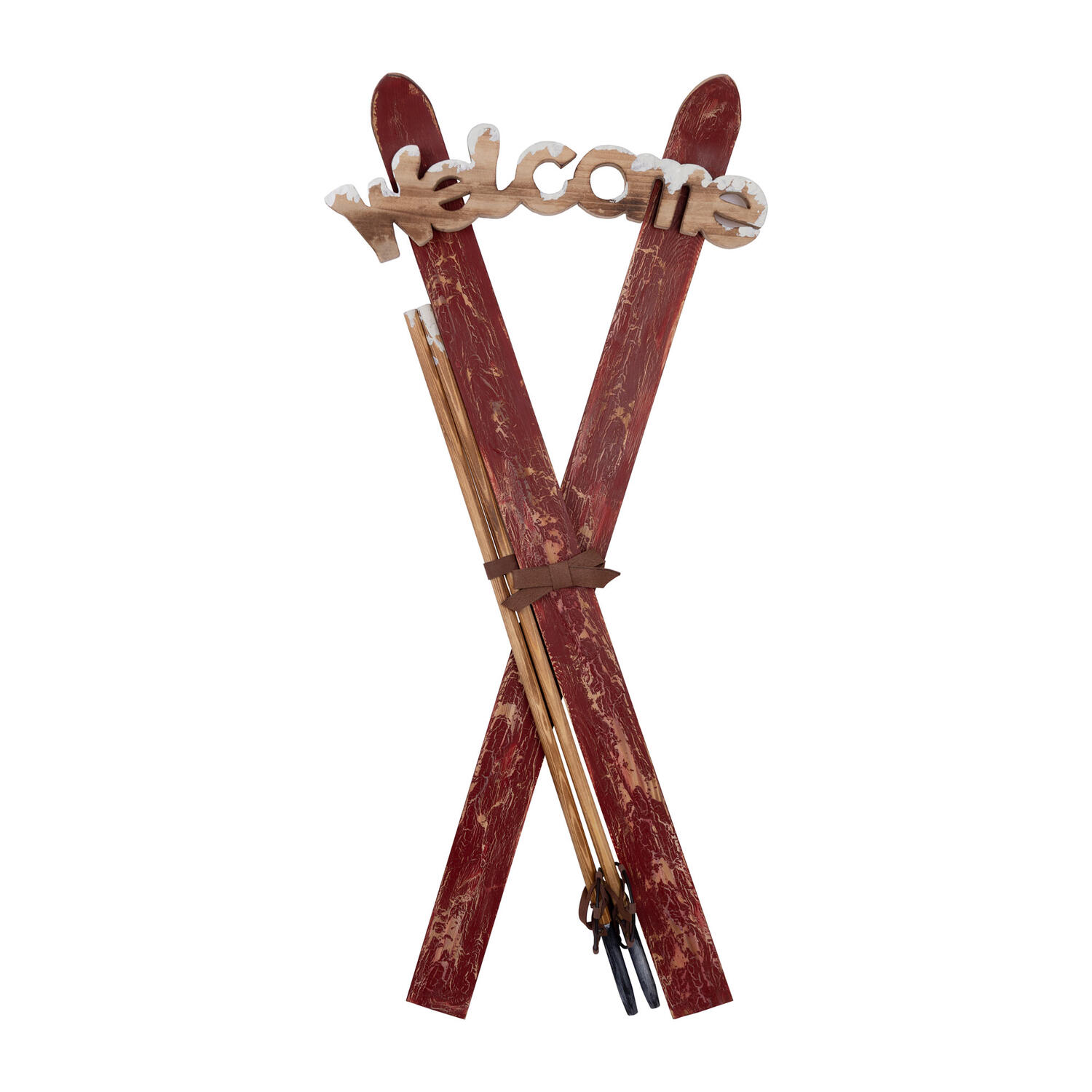 Ski Welcome, Deko zum H�ngen aus Holz 100cm, 1 Paar