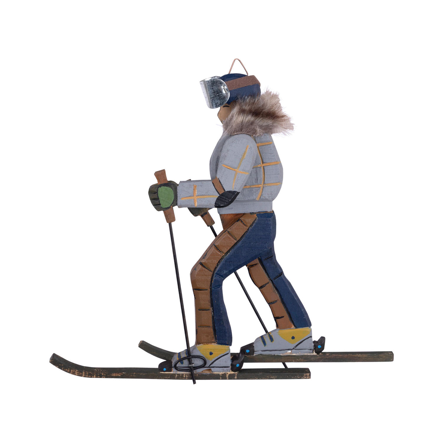 Skifahrer Vintage aus Holz, Deko zum H�ngen 31cm