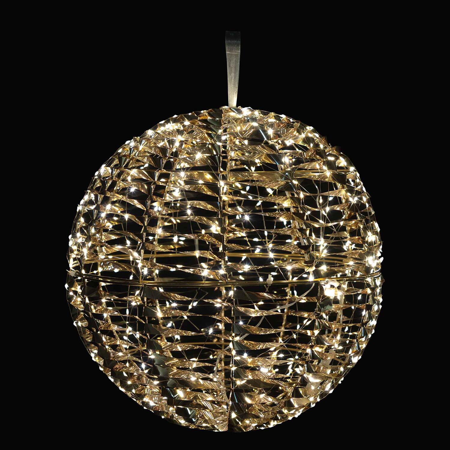 Kugel aus Metall/PET gold, mit LED, warmwei�, �40cm