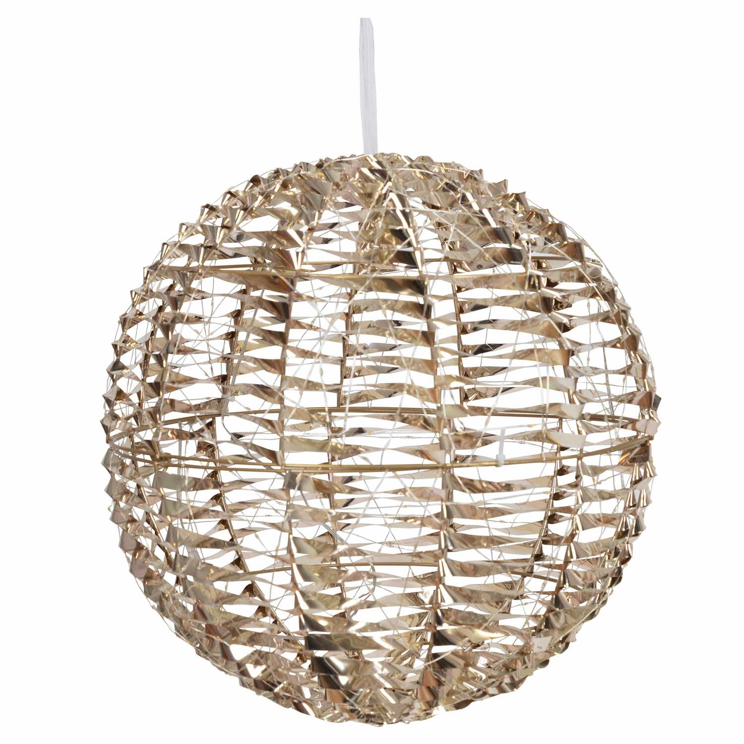 Kugel aus Metall/PET gold, mit LED, warmwei�, �40cm