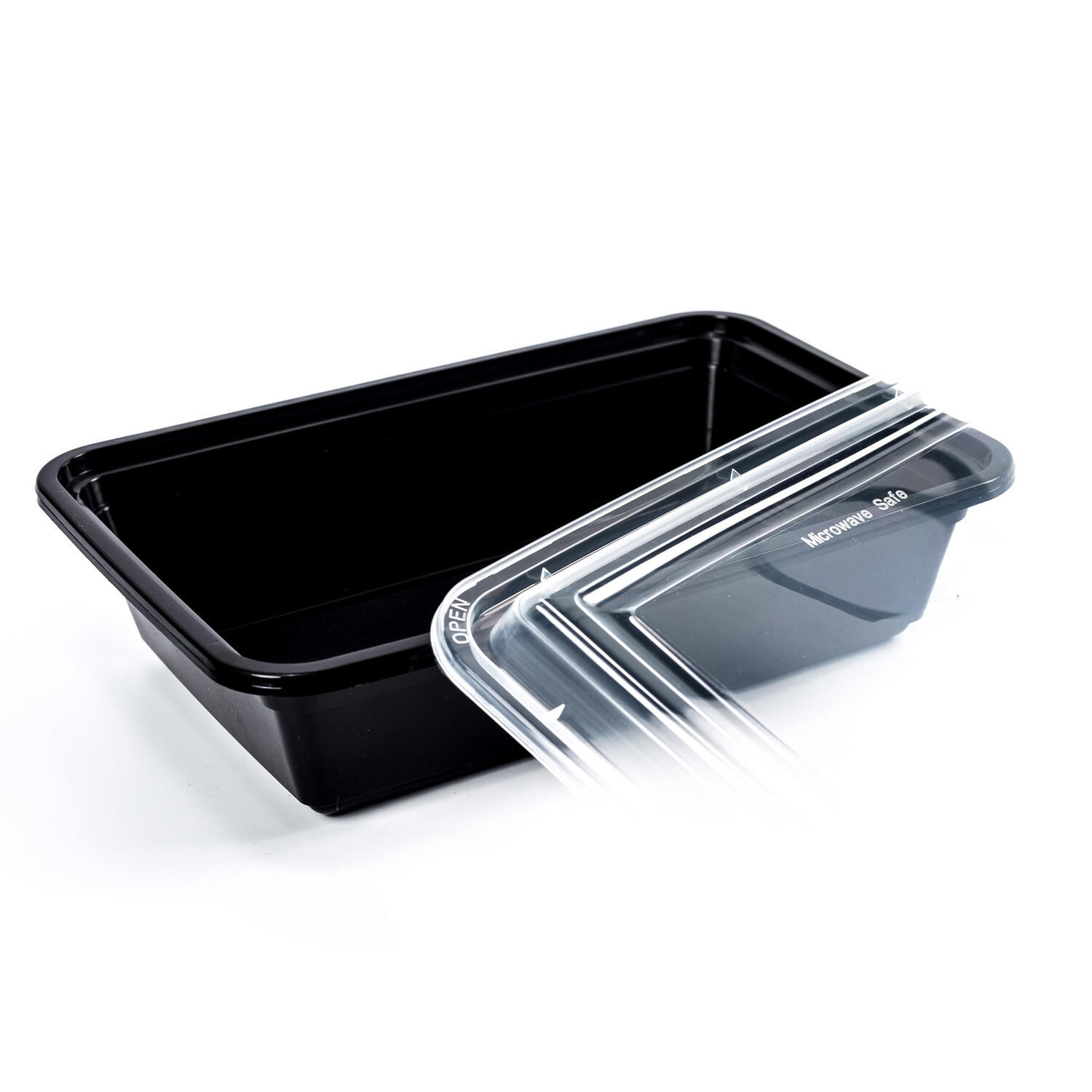 Mehrweg Men�boxen wiederverwendbar PP mit Deckel ungeteilt schwarz 22x15x6.5cm, 50 Stk.