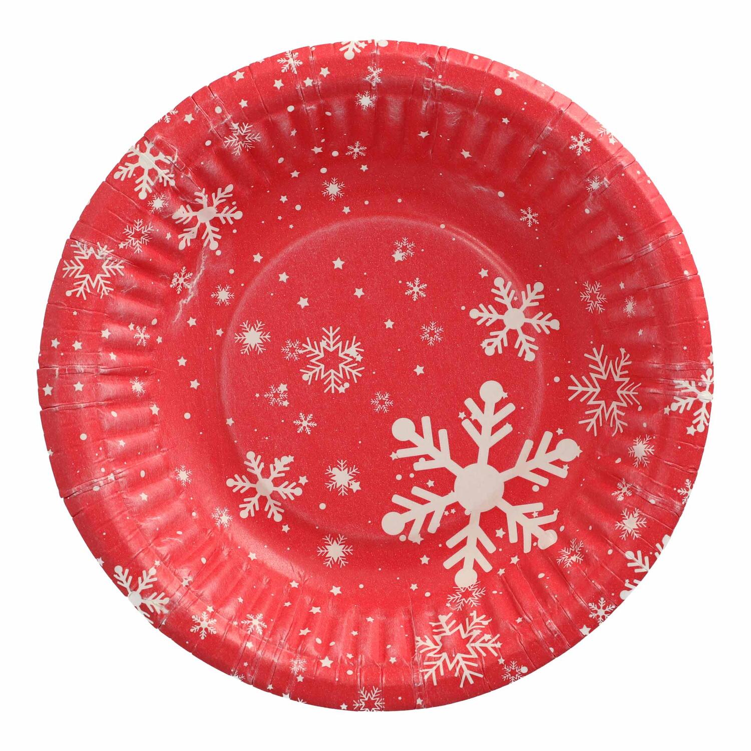 Pappschalen rund tief Winterzauber  � 19 cm x 3 cm rot, 50 Stk.
