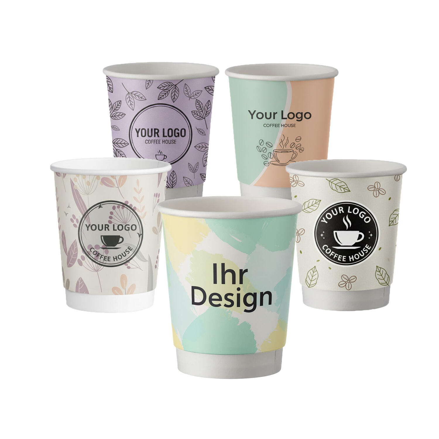 Personalisierbare Doppelwandbecher f�r Hei�- und Kaltgetr�nkebecher wei� 200 ml, 500 Stk.