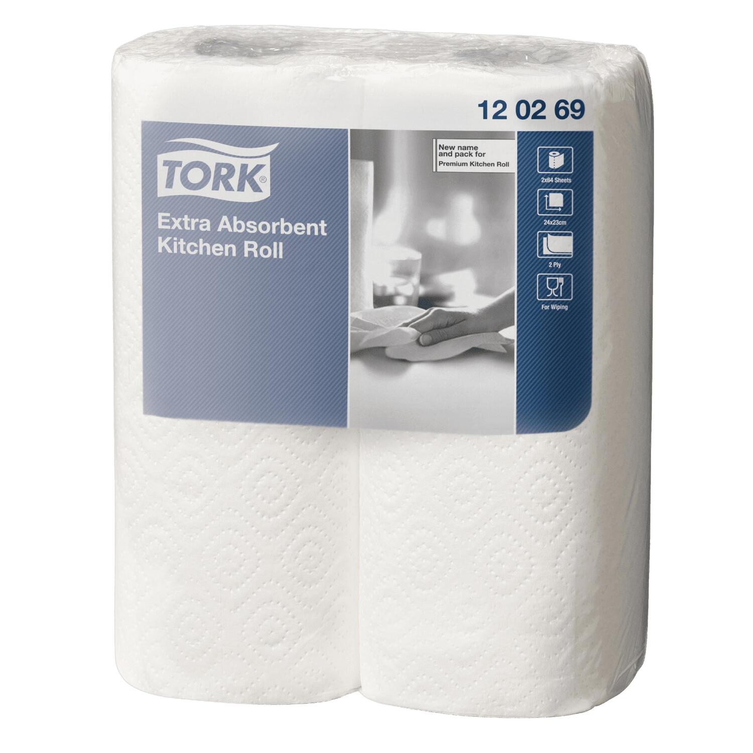 Tork K�chenrolle 2-lagig Zellstoff 64 Blatt hochwei� 23 x 24 cm 12x2 Rollen=24 Rollen