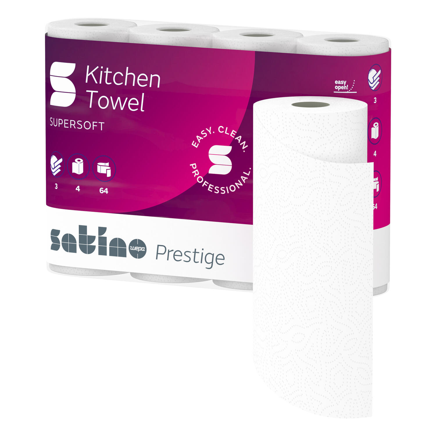 Satino K�chenrolle 3 lg. Zellstoff hochwei� 26 x 22 cm, 64 Blatt 32 Rollen