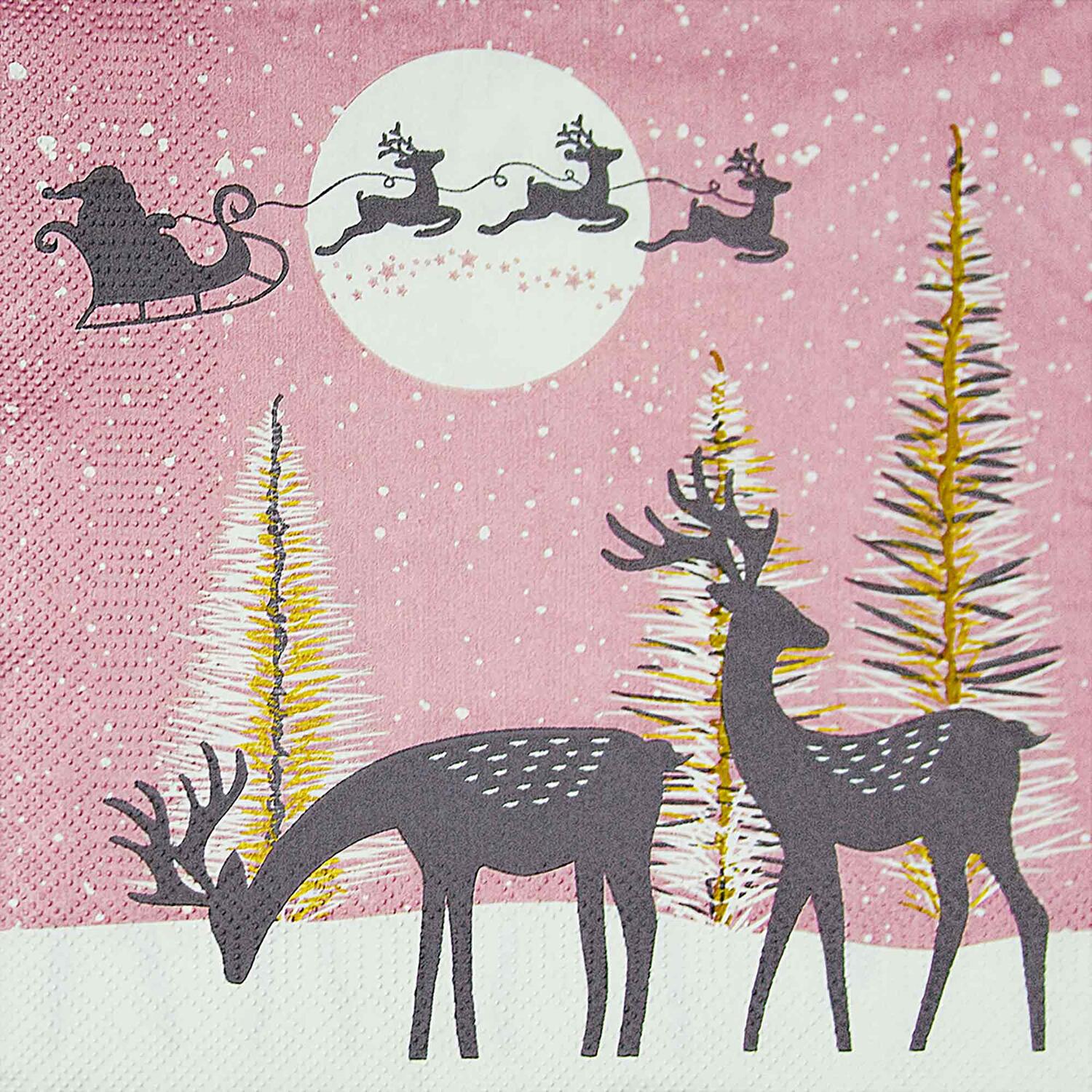 Weihnachtsservietten 3-lagig 33 x 33 cm Rentiere, 20 Stk.